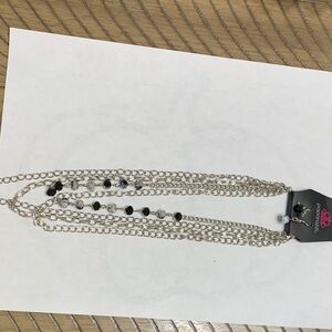 Paparazzi Elegant Silver Necklace with Black Beads